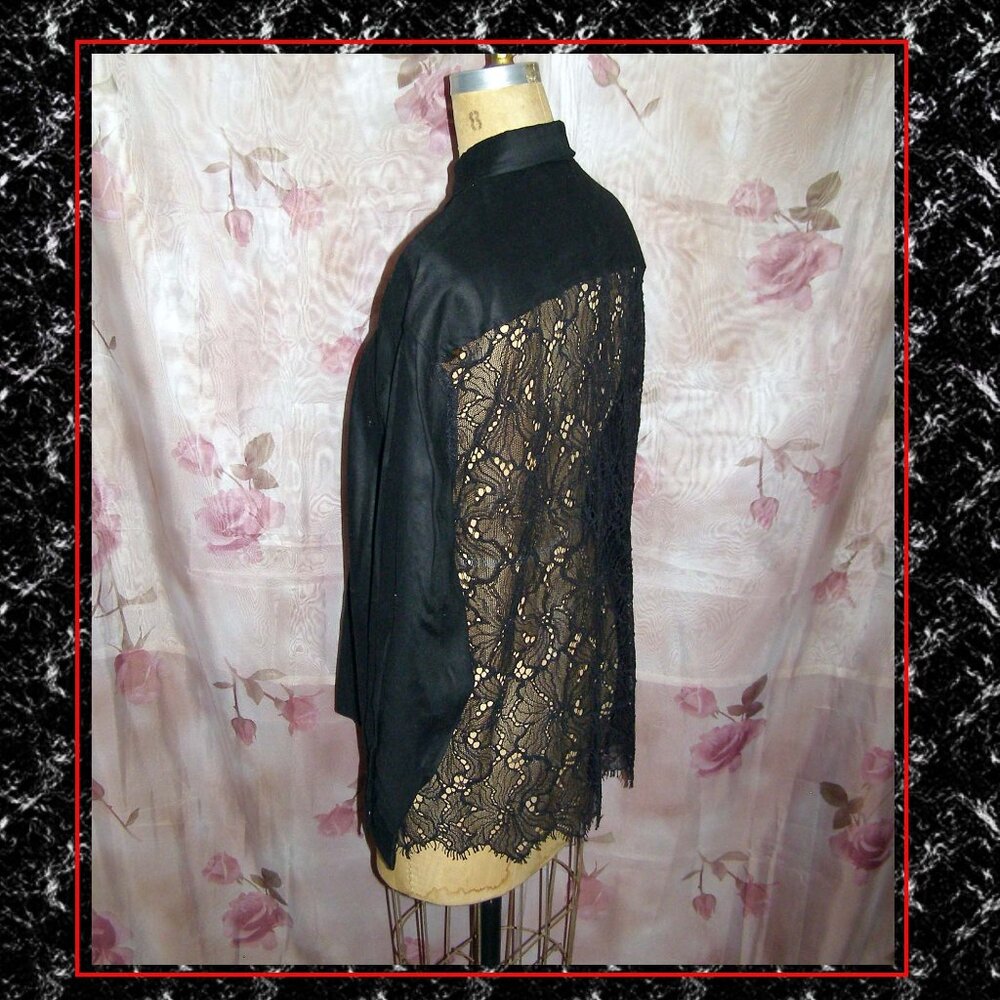 NWOT sz M/L Sies Marjan Black Dress shirt with Lace Back